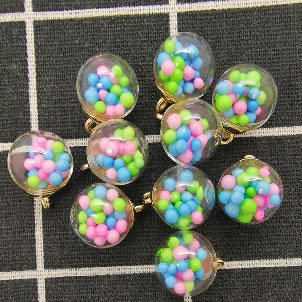 

new diy 10pcs 16mm mini glass bottles with color ball pendant ornaments jewelry making sqclra, Black