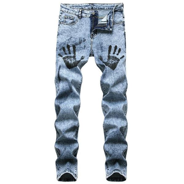 

fashion men jeans classic spring autumn male skinny straight stretch brand denim pants summer overalls slim fit trousers, Blue