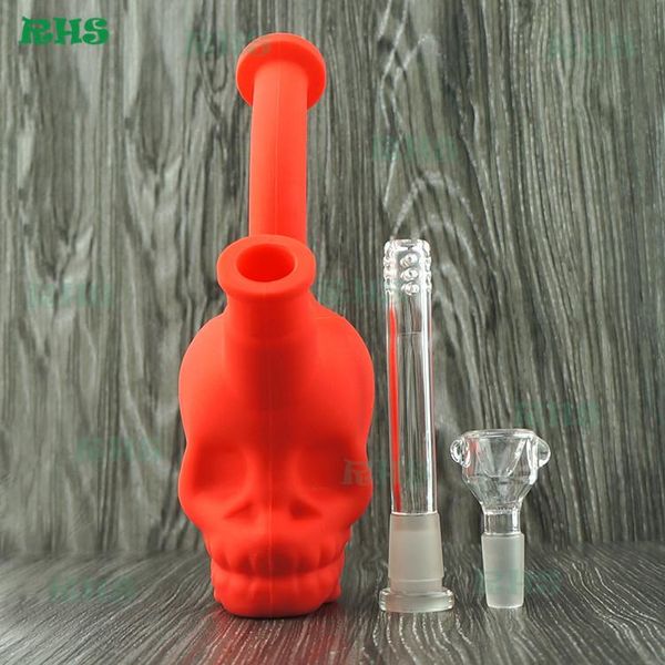 Hookahs crânio tubos de água acessível bong petróleo equipamento novo silicone canal shisha hookah