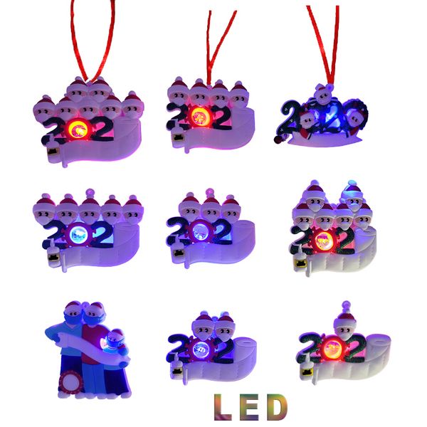 

factorypnb2christmas snowman 2020 led 2021 quarantine ornaments light diy family greeting pendant personalized with face mask party
