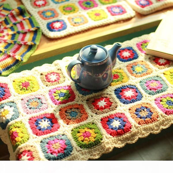 

handmade crochet colours cushion carpet hand hooked fashion crochet blanket cushion felt pastoral style gift