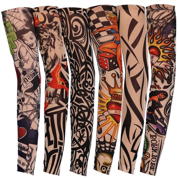 

fake elastic wholesale multi style 100% nylon temporary tattoo sleeve designs body arm stockings tatoo for cool men women ing