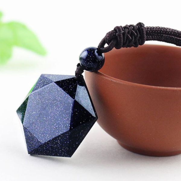 

blue sand hexagram necklaces & pendants obsidian star of rongde pendant lucky love crystal jewelry star of david necklaces gifts, Silver