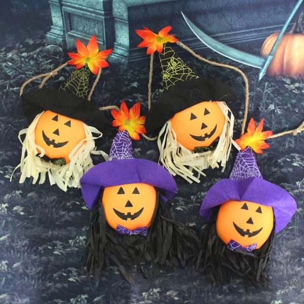 

v9ktu halloween decoration heads ghost festival props ghost house four hanging decorations pumpkin string smiley face pendant supplies produ