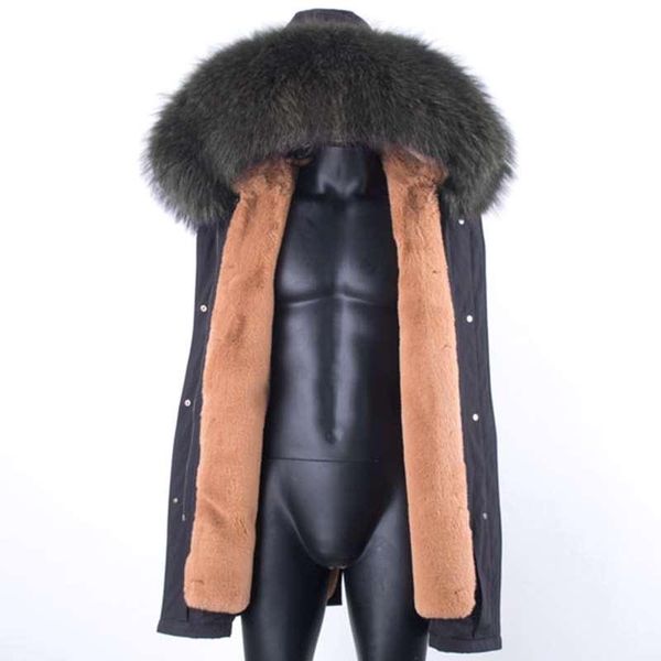 

men's down & parkas 2021 real fur coat winter jacket big natural long parka waterproof raccoon collar hood thick warm faux liner men, Black
