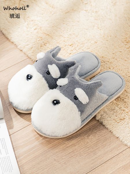 

cotton slipper woman household lovely dog slippers 2020 winter home fur indoor lovers man women couples non-slip y200706, Black