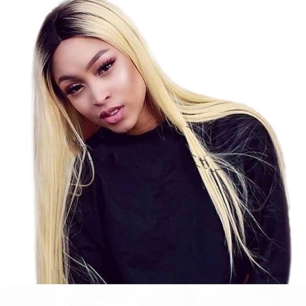 

613 blonde lace wig human hair preplucked lacefront color dark root 613 transparent full lace wig bleached knots with baby hair, Black;brown