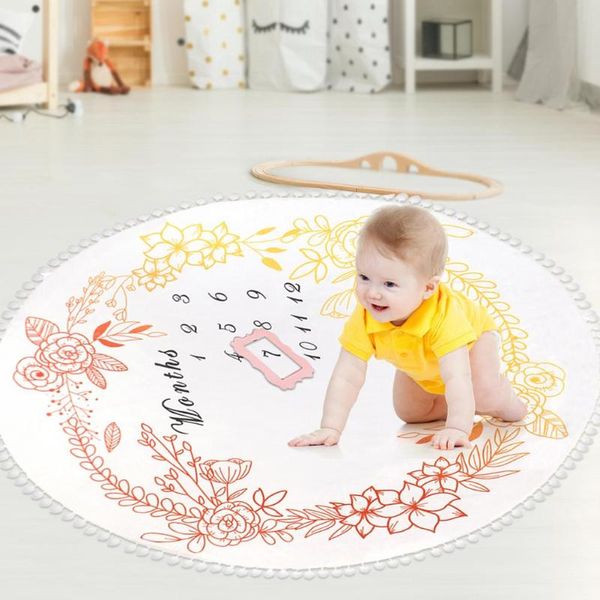 

blankets & swaddling leisure flannel po background blanket selling simplicity soft circular baby wrap infant color printed born game mat