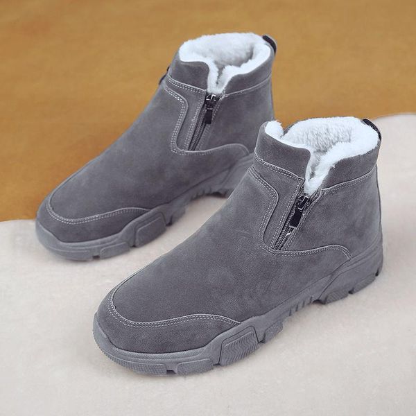 

men's ankle snow boots suede plush shoes boys keep warm boots men plus size 45 46 47 shoes 2020, Black