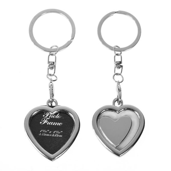 

metal alloy insert personalised picture p frame heart square apple shaped key ring keychain fob love crafty gift, Silver