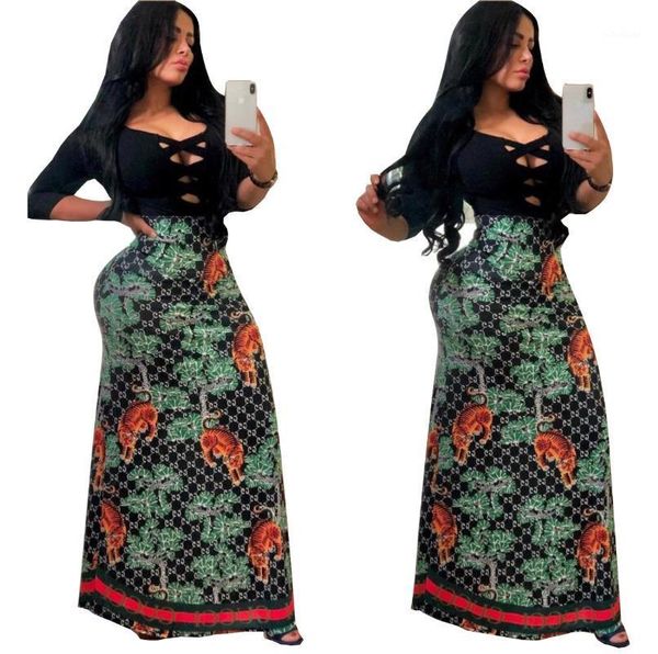 

ethnic clothing 2021 fashion african cross-border women's style digital print skirt1, Red