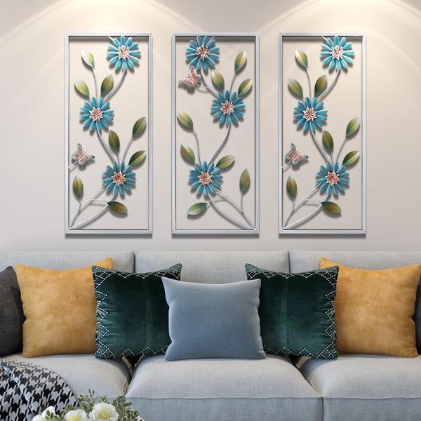

new chinese wrought iron flower wall hanging pendant art home livingroom tv sofa background wall mural sticker decoration crafts1