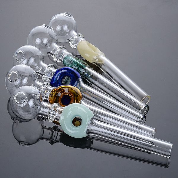 Tubos de água Pilha de queimador de óleo Pyrex Glassware Herb Cigete Cigrette Shisha Tubo Fumar Acessórios Óleos Rígidos Colorido Heady Palha Tubos SW45