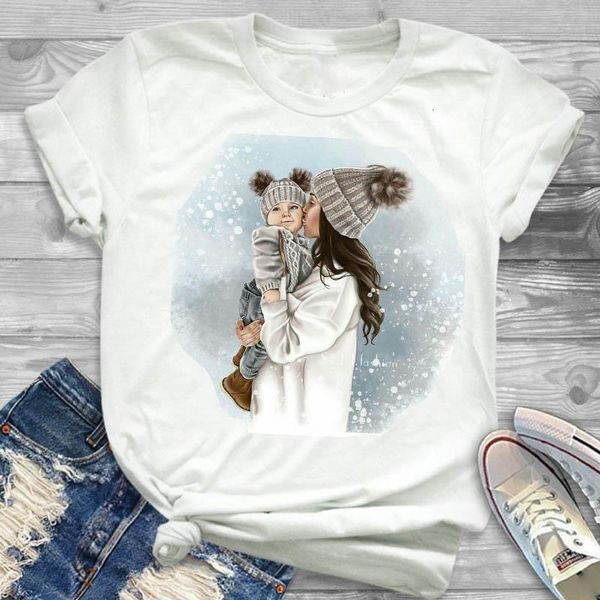 

women shirt mom boy girl female mother fashion cartoon ladies womens short sleeve t t-shirt graphic printed tshirt, White