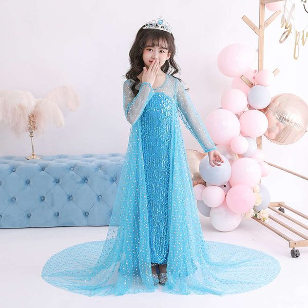 

and wonderland new snow girls' ice long sve gauze sequin drs, Red;yellow