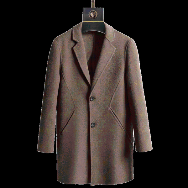 

2020 autumn men thick warm blend coat wine red woolen overcoat winter mens loose windbreaker jacket male wool coat, Black