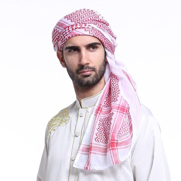 

ethnic clothing 140*140cm muslim caps men prayer hat saudi arabia men's scarf shawl islam turban head wraps cotton bandana turbante bon, Red