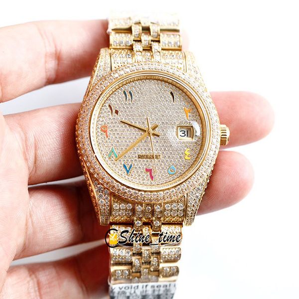 

new datejust gypsophila diamond dial color arabic mark 126334 126333 eta 3255 automatic mens watch yellow gold diamond band, Slivery;brown