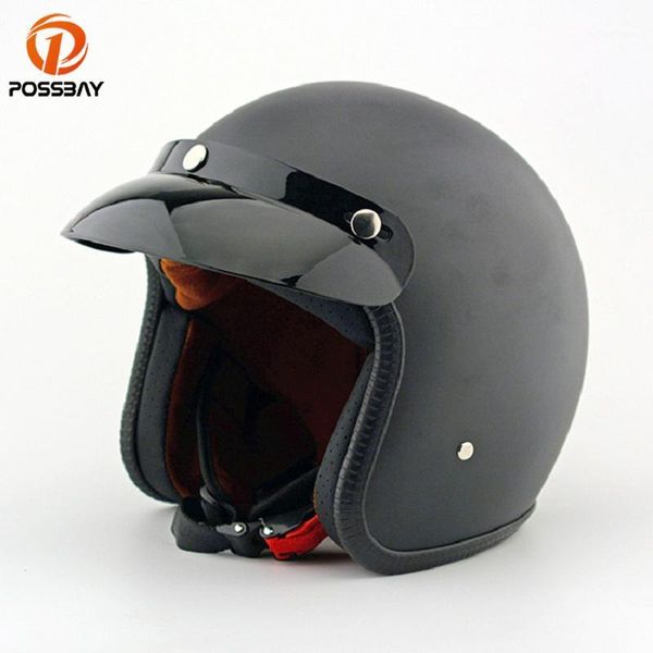 

possbay vintage open face motorcycle helmet casco moto capacete motocicleta retro black motorbike motocross helmet for1