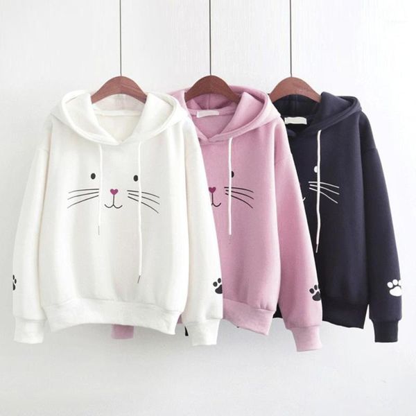 

2019 autumn women's hoodies cute cartoon print long sleeve hooded sweatshirt with pocket loose casual female hoodies blouse1, Black
