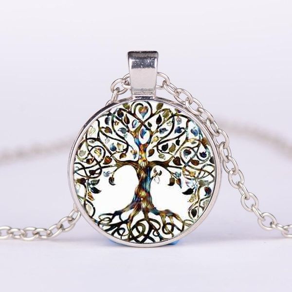 

2021 women necklace life tree time gem necklace for women luokey lady romantic cute pendant necklaces jewelry gift, Silver