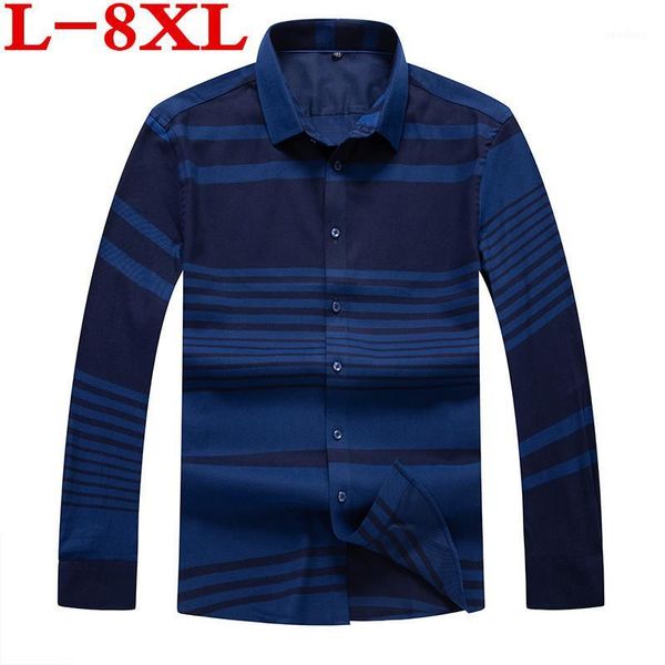 

big plus size 8xl 7xl 6xl 5xl 4xl new autumn casual shirts men striped fashion loose fit cotton plus size brand clothing1, White;black