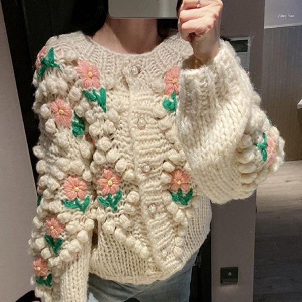 

runway 2020 women autumn winter embroidered floral cardigan sweater outerwear knit christmas luxury sweet sweaters1, White