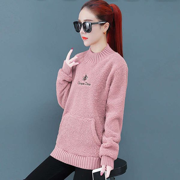 

2sf4bsweater women's loose korean edition new autumn / winter teddy thickened foreign style cashmere coat, Black