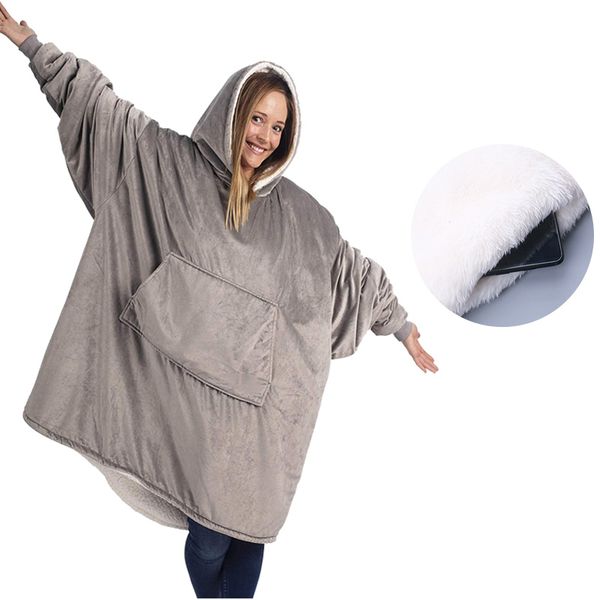 

winter fleece oversized outwear sleeve warm xz685 women hoodies sweatshirt long pullovers pocket thick coat big lmnai