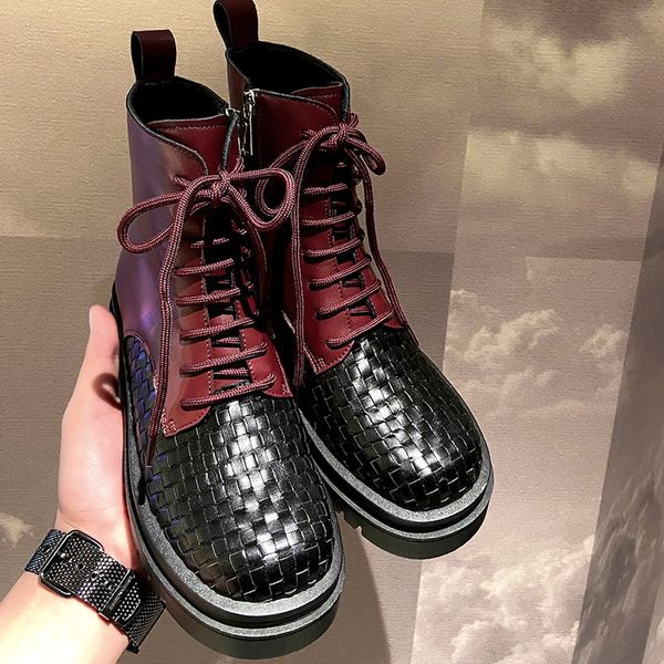 

female of 2021 superior 22-25cm weave boots for on-line autumn shoes classic woman o203, Black