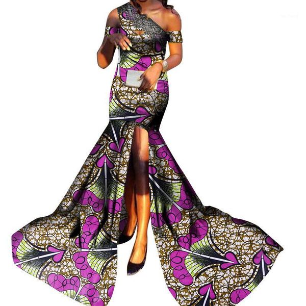 

african dresses for women bazin riche style femme splice african clothes graceful lady print wax plus size party dress wy37401, Red