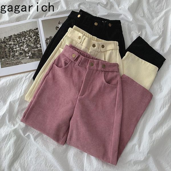 

gagarich women trousers 2021 spring autumn korean chic simple casual candy color designed female straight loose corduroy pants, Black;white