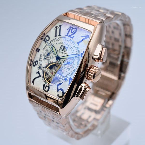 

sport watch automatic mechanical mens watches stainless steel male clocks tourbillon watches men1, Slivery;brown