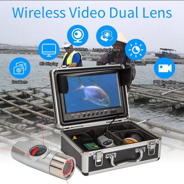 

dual lens 9inch hd underwater fishing camera with 2.25mm cable hd display wf21 waterproof wireless video fish finder system