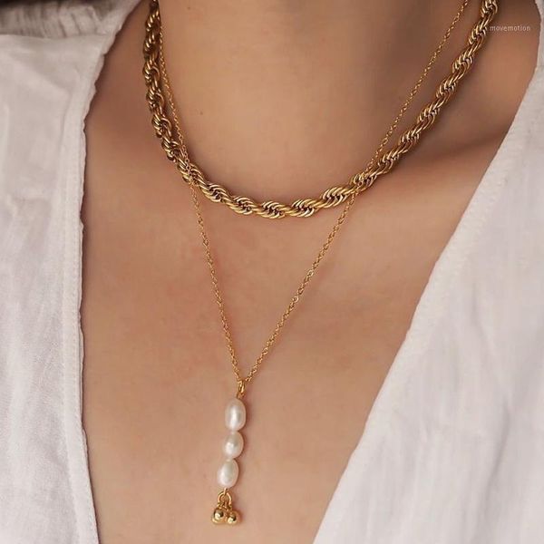 

bohemia pearl beads charm necklaces chokers for women girls gothic multilayer chain necklace fashion jewelry collar 152131, Golden;silver