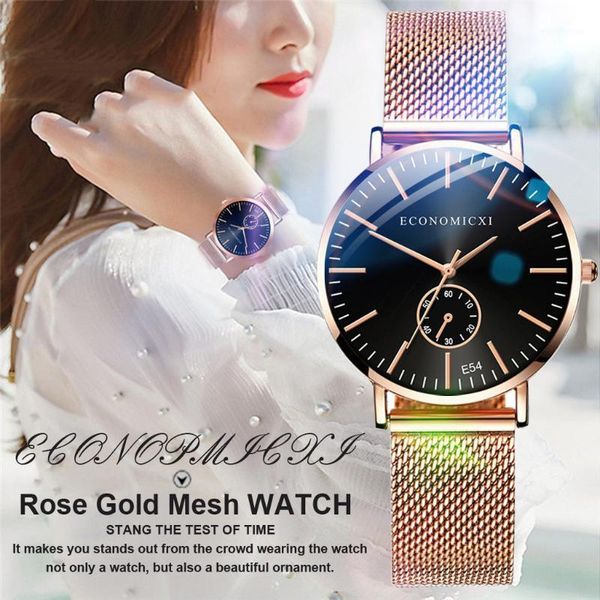 

watches women rose gold wristwatches mesh strap quartz ladies watch clock1, Slivery;brown