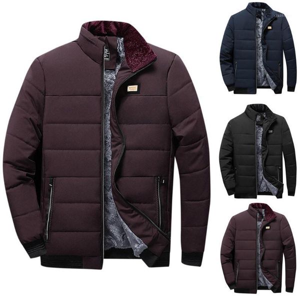 

men's autumn winter long sleeve outwear blouse plush cotton thick coat1, Black