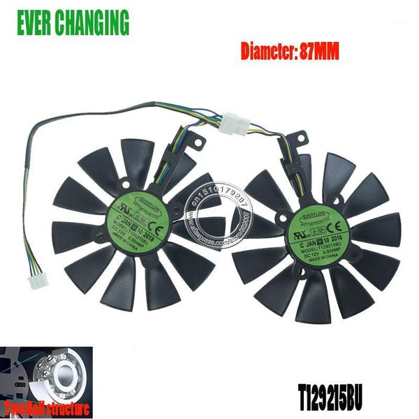 

87mm t129215bu dc 12v 4pin p106-100 gtx1060 gtx1070 cooler fan for asus arez geforce gtx 1060 1070 gaming oc graphics video card1