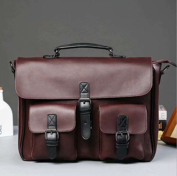 

retro casual messenger large capacity men's trendy shoulder handbag briefcase crazy horse leather bag