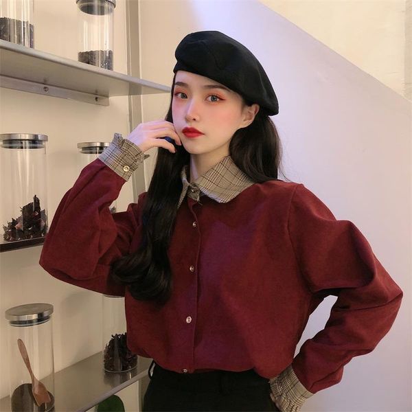 

2021 new long sleeve sweet doll collar women designer button up shirt 2021 spring casual office lady party korean cpif, White