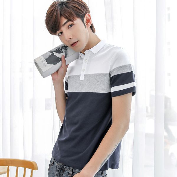 

2021 brand new men's shirt short sleeved polo shirt t-shirt for male casual slim cotton semi sleeve t-shirt, White;black