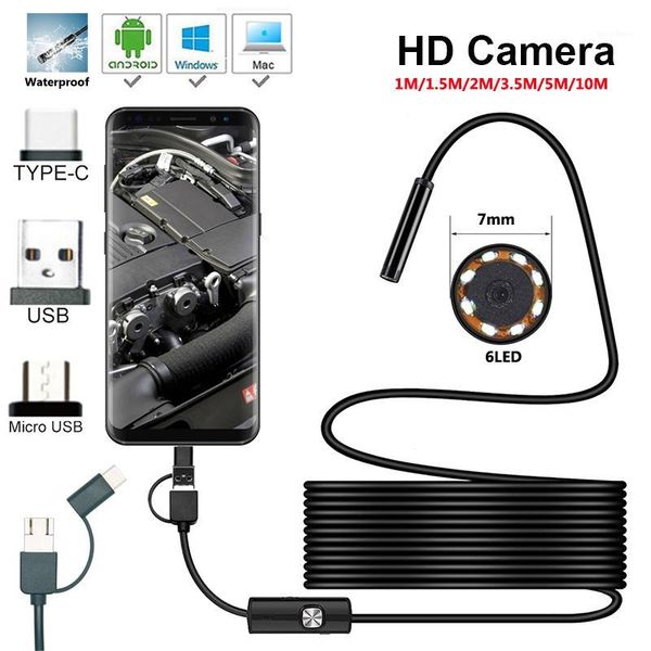 

7.0mm HD Mini USB Endoscope 6LED Cable Waterproof Flexible Inspection Borescope for Android PC 1m 2m 5m 10m1