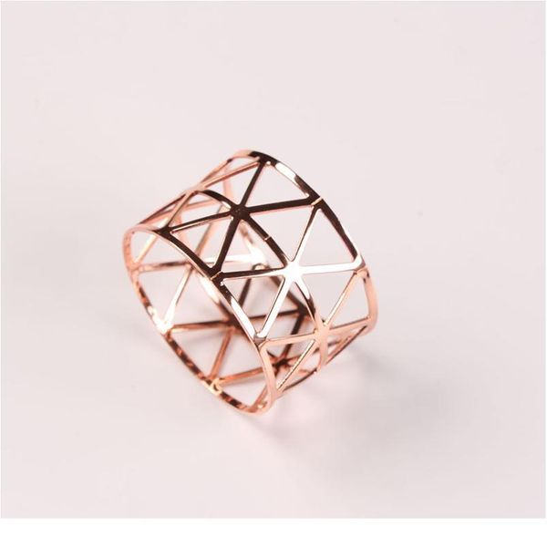 

6/10pcs rose gold metal geometric hollow napkin rings serviette holder for wedding party l banquet dining room tab qyllwp