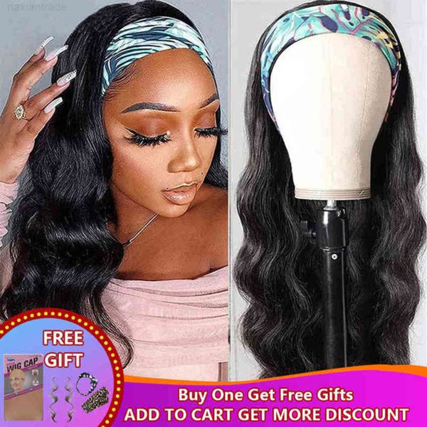 

for black women brazilian body wave headband wig hu hair scarf machine made wigs