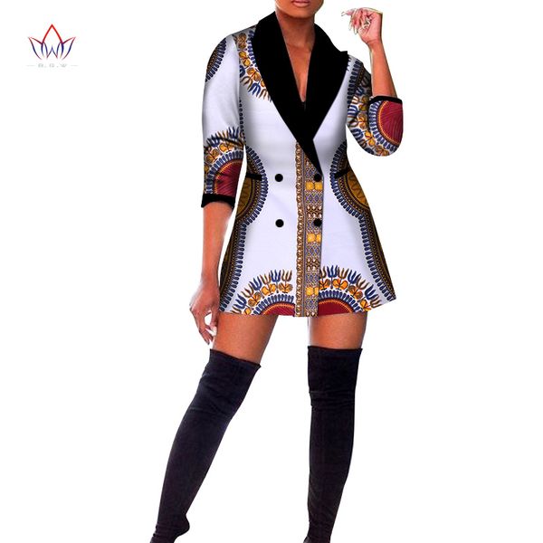 

autumn african trench coat for women african clothing africa print blazer outfits dashiki office outwear clothing wy5804, Tan;black