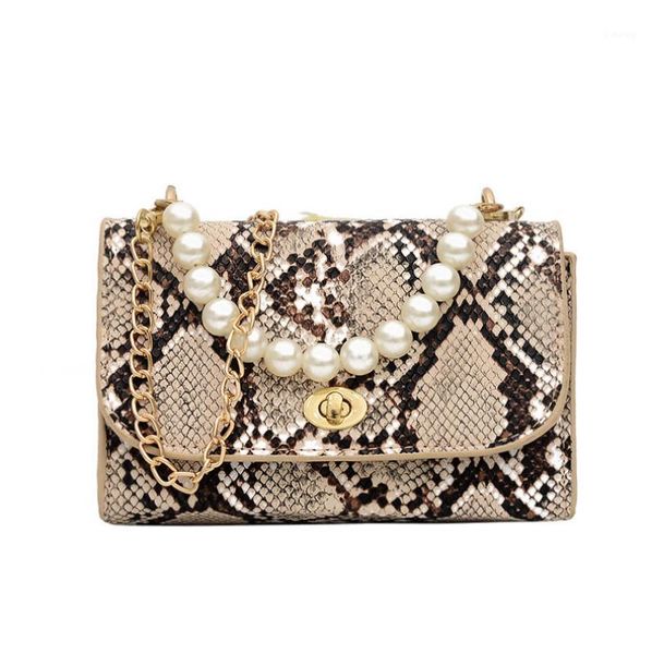 

totes local stock snake skin pattern pearl square bag - black1
