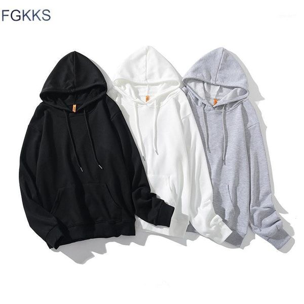 

men's hoodies & sweatshirts fgkks men long sleeve autumn solid color warm men's sweatshirt street style hooded pullover1, Black