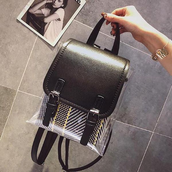 

transparent pvc mini women backpack ladies shoulder bag for teenage girl mobile phone bag small purse travel mochila