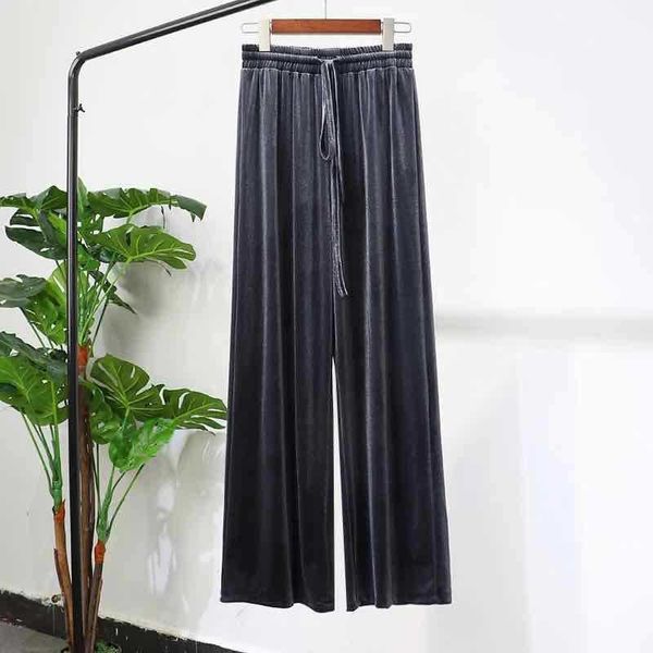 

women's pants & capris high waist velvet wide leg women joggers fashion casual loose elastic sports trousers female streetwear w1, Black;white