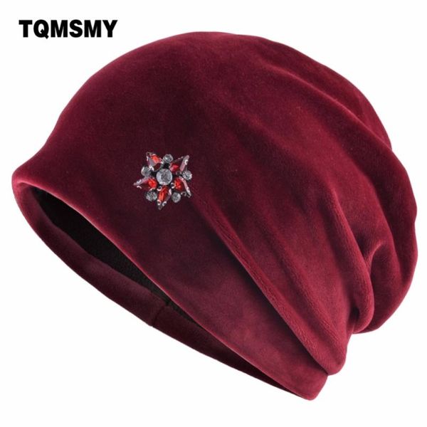 

beanie/skull caps tqmsmy women's winter hats warm velvet star rhinestone women skullies for beanies cap ladies tmdh87, Blue;gray